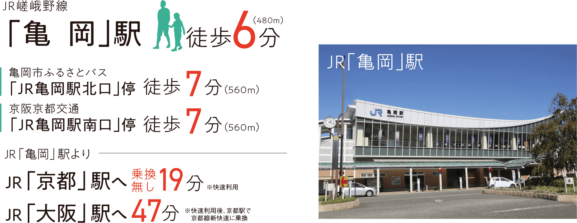 JR嵯峨野線「亀岡駅」徒歩6分