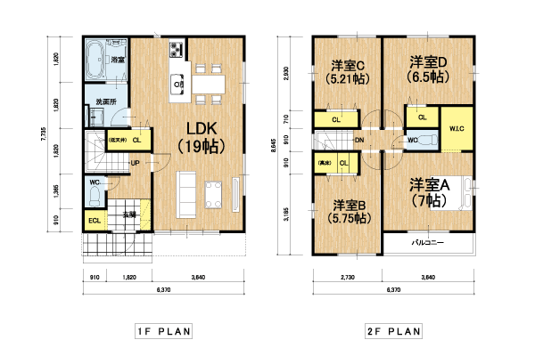 テラシエ　間取り例　【30坪】3.5×4.25（南）